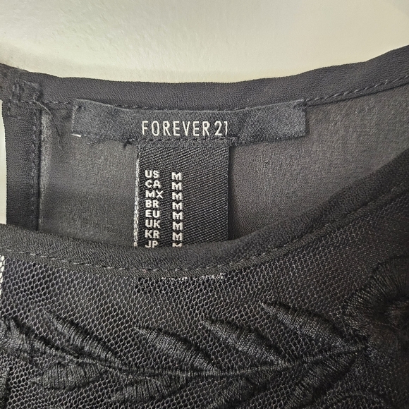 Forever 21 Witchy Black Glam Embroidered Sheer Sleeveless Goth Camisole Top M - Picture 4 of 15